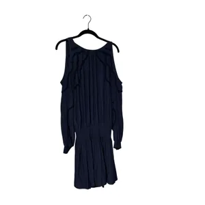 Ramy Brook Navy Taima Smocked Long Sleeve Mini Dress Size Medium thumbnail 2