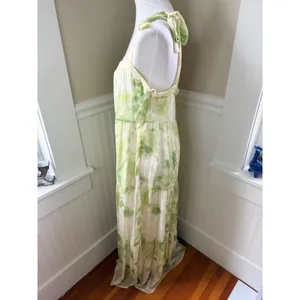 Line & Dot Green Tie Dye Tiered Maxi Dress Tie Strap Large Cottagecore Summer thumbnail 10