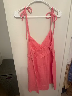 Pink Lily Coral Tie-Strap Mini Dress thumbnail 5