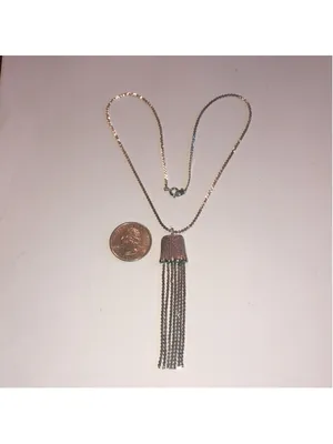 Vintage Silver Tone Fringe Tassel Pendant Dainty Boho Retro Necklace thumbnail 5