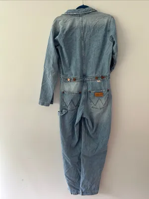 Billabong x Wrangler|Light Wash Distressed Denim Jumpsuit sz M thumbnail 8
