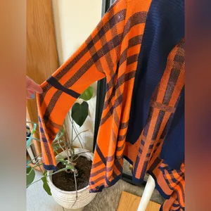 Absolutely Blue & Orange Open Cardigan Sweater thumbnail 3