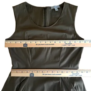 COS Midi Dress Olive Green Size 4 Pockets Cotton Poplin A Line Swing Minimalist thumbnail 7