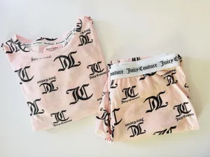 Juicy Couture Pink Sleepwear Loungewear Pajama Set Jogger‎ Logo Terrycloth Y2K M thumbnail 1