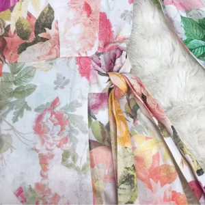 VINCE CAMUTO Floral Print Mini Dress Size 2 Pink Green Cotton‎ Linen Tie Waist thumbnail 7