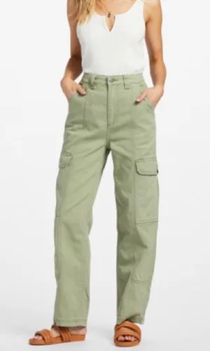 Billabong Wall To Wall Cargo Pants green denim straight leg loose fit baggy thumbnail 1