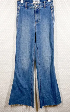 Free People We‎ The Free Big Flare High Rise Curvy Boho Jeans thumbnail 1