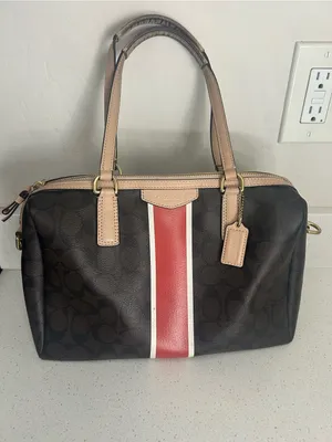 Coach Nancy Satchel Signature Brown Logo Print Purse Bag EUC thumbnail 2