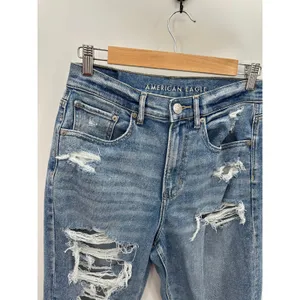 American‎ Eagle Highest Rise 90s Boyfriend Jeans Womens 6R Blue Distressed thumbnail 4