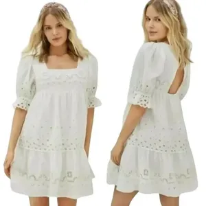 Forever That Girl Women's White Eyelet Puff Sleeve Dress Open Back size‎ xs thumbnail 2