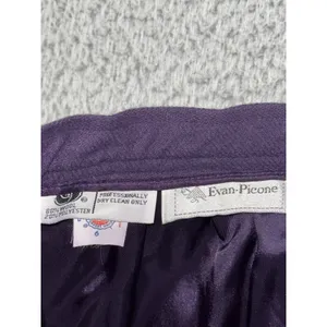 Evan-Picone Skirt Women 6 Purple Wool Blend‎ 28'' Midi Pockets Dark Academia Vtg thumbnail 8