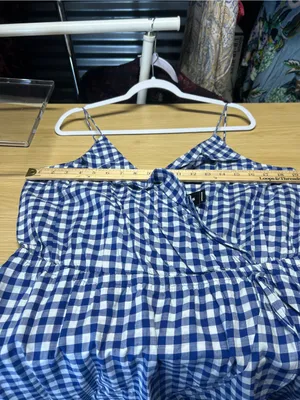 Express Blue and White Gingham One-Piece Romper thumbnail 13