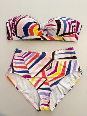 Kate Spade Geobrella Bikini Set Womens Swim Multicolor Tropical Beach Vacation thumbnail 2