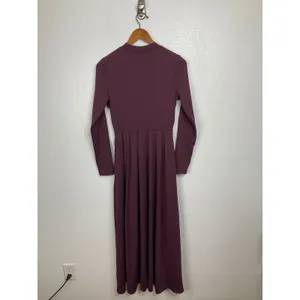 Halara Womens Plum Purple Mock Neck Long Sleeve Ruffle Waist‎ Maxi Dress Size M thumbnail 2