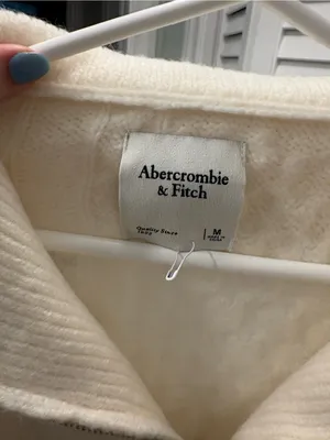 Abercrombie & Fitch Cable Half Zip Pullover Sweater Cream Size Medium thumbnail 7