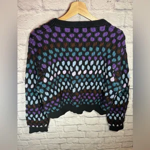 Koche Cropped Polka Dot Sweater Womens size large FLAWED‎ Black thumbnail 3