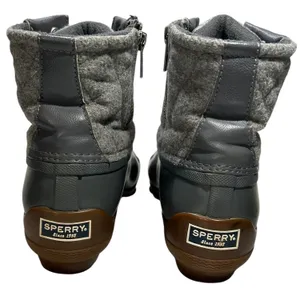 Sperry Saltwater Grey Quilted Wool Waterproof Duck Boots STS81993 Women 7.5M thumbnail 7