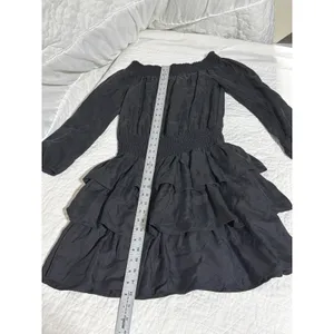 MICHAEL Michael Kors Black Off‎ Shoulder Smocked Tiered Ruffle Mini Dress Size S thumbnail 2