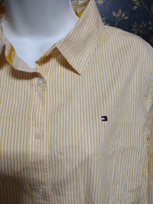 Tommy Hilfiger Yellow And White Striped Button-Down Shirt thumbnail 2
