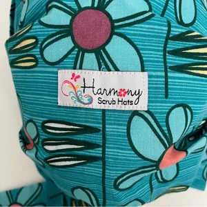 Harmony Scrub Hat Floral Lightweight Elastic Band Retro Boho Cotton Green USA thumbnail 6