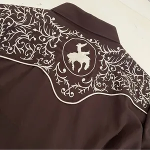 ROPER Brown Bucking Bronc Embroidered Western Snap Shirt Vintage Size Large thumbnail 6