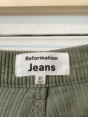 Reformation Cynthia Pants Size 27 Moss Green Corduroy Button Fly Whimsigoth Chic thumbnail 7
