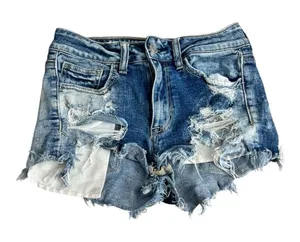 American Eagle Blue Shortie Stretch X Distressed Denim Shorts Size 2 Cotton thumbnail 1