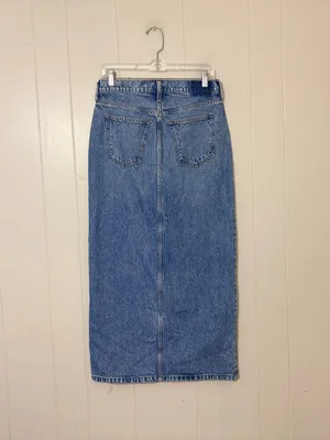 Abercrombie & Fitch High Rise Denim Midi Maxi Skirt Front Slit Size 27 / 4 thumbnail 7