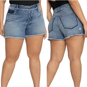 Good American Bombshell Jean Shorts Shadow Pocket Raw Hem Blue Size 20 Festival thumbnail 2