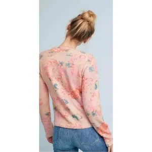 Anthropologie POSTMARK Devon Floral Cardigan Sweater Pink Knitwear Buttons Small thumbnail 7