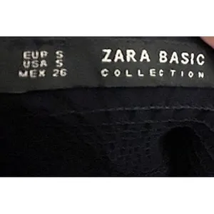 Zara Basic Black Mini Dress Sz S Smocked‎ Off-the-Shoulder Cotton Ruffle Goth thumbnail 2