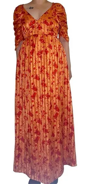 ASOS Orange floral maxi dress. thumbnail 1