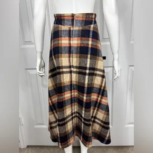 Unbranded Wool Blend Plaid A-Line Midi Skirt with Side Pockets Size Large K-41 thumbnail 8