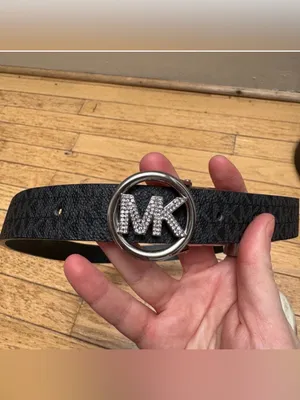 Michael Kors Monogram Black Belt with Embellished Silver Logo Buckle thumbnail 2