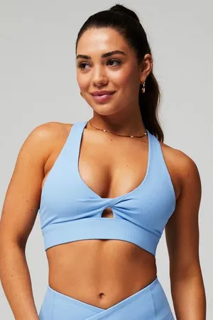 FABLETICS Light Blue Oasis Rib Twist bra XL thumbnail 1