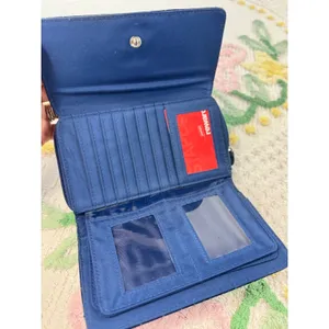 Hato Hasi Navy Blue Croc Embossed Faux Leather‎ Flap Wallet Organizer thumbnail 7