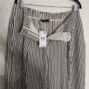 Mango elasticated waist staight wide leg stripe pants in mono stripe size large thumbnail 10