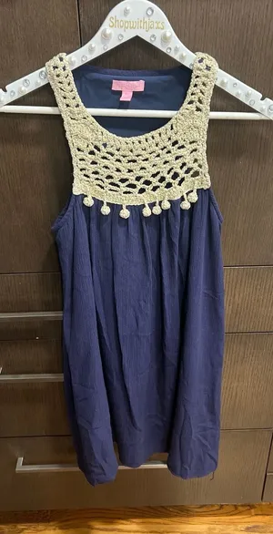 Lilly Pulitzer Rachelle Navy Gold Crochet Swing Mini Dress Womens‎ XXS thumbnail 1