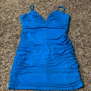 Elvi Blue Ruched Bodycon Mini Dress thumbnail 1