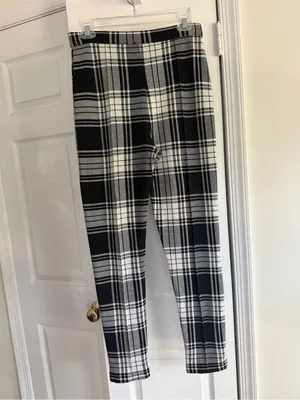 Free People Carnaby Plaid Pants Black White High Rise Skinny Size 8 thumbnail 8