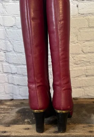 70’s Etienne Aigner Burgundy Red Heel Boots thumbnail 4