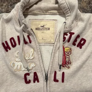 Hollister Jacket Hoodie Y2K Preppy Streetwear Casual Retro Full Zip Size Large thumbnail 5