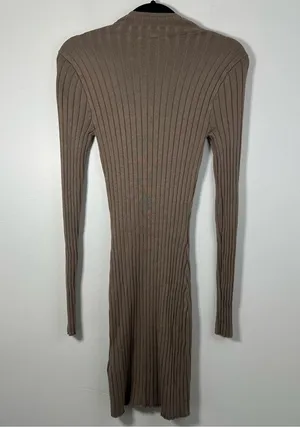 Abercrombie & Fitch Women’s Beige Long Sleeve Ribbed Knit Bodycon Dress Size XS thumbnail 2