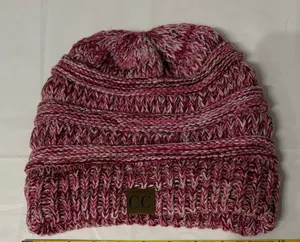 C.C Pink and White Knit Beanie thumbnail 1