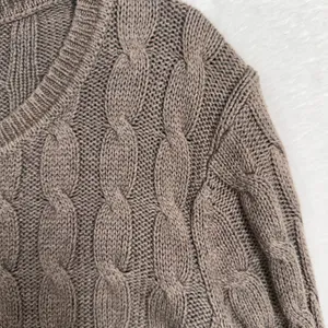 Y2K Gap M Sweater Brown Cable Knit Crew Neck Long Sleeve Classic Preppy Academia thumbnail 3