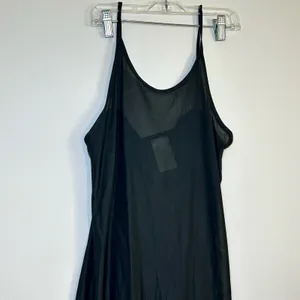 Vintage Maxi Dress Black Beaded Embroidered Sleeveless Slit 80s 90s Gothic thumbnail 12