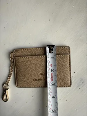Nanette Lepore Taupe Leather Card Holder with Chain thumbnail 4