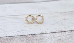 Gold Tone Dainty Circle Stud Earrings thumbnail 1