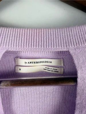 Anthropologie purple bishop sleeve Mary knit pullover sweater size small thumbnail 4