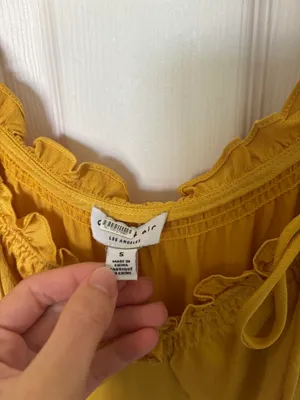 Current Air Anthropologie yellow midi dress with ruffle sleeves and tie detail, size S thumbnail 3